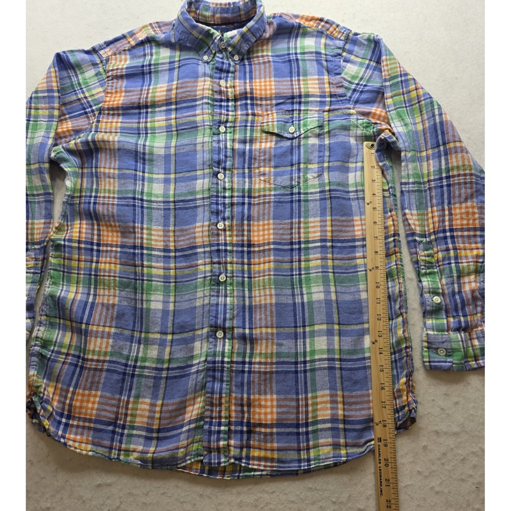 Ralph Lauren Men's Blue, Green, Orange Summer Linen Plaid Shirt. Size XL - Picture 5 of 8
